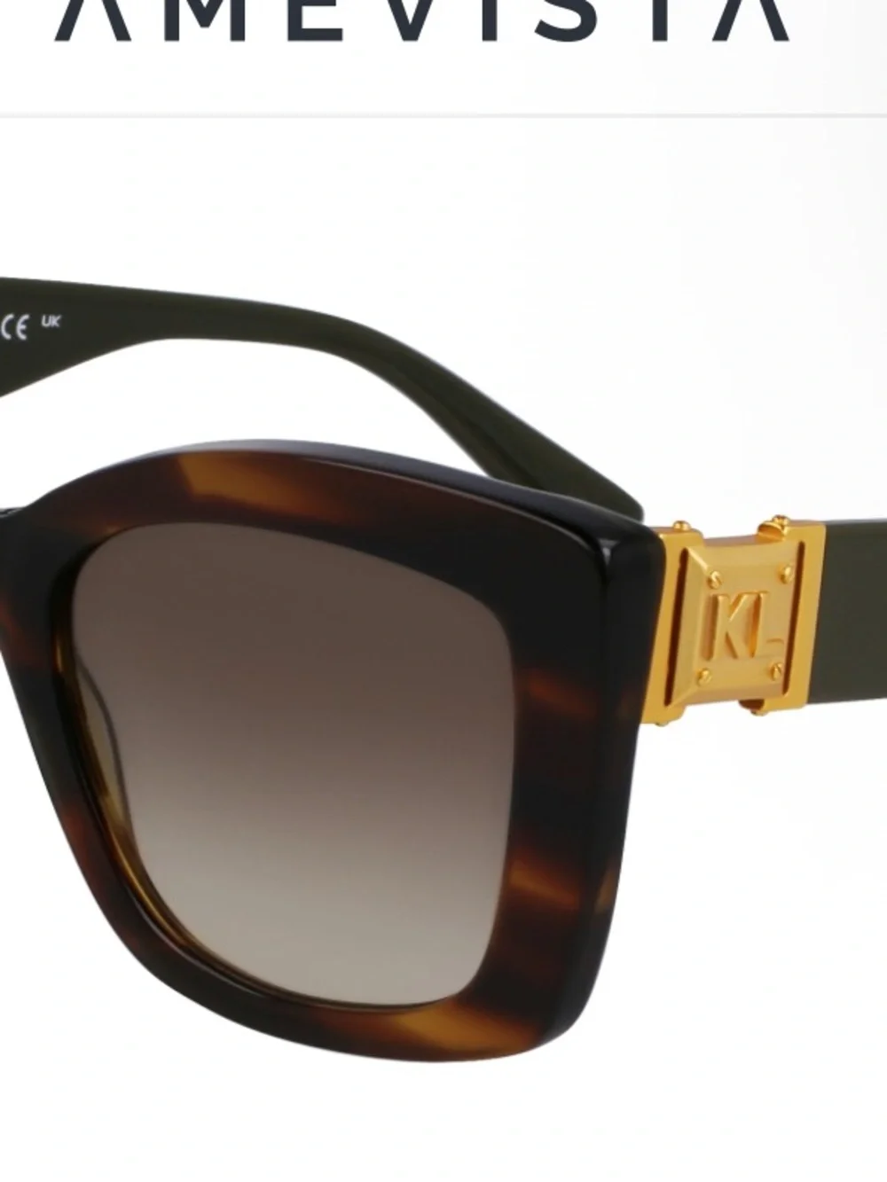 Karl Lagerfeld Burgundy Tortoiseshell Square Sunglasses with Gold Logo
